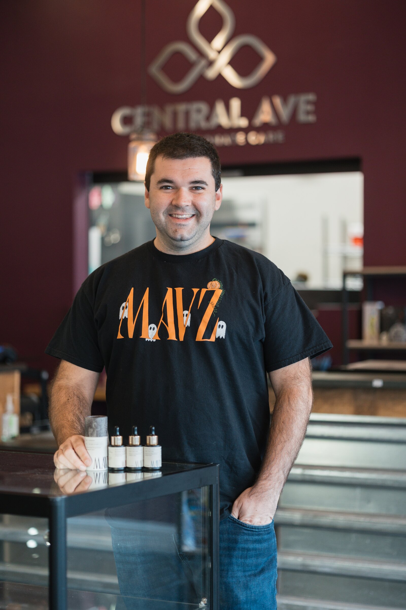 Michael Mulkern of MAVZ Naturals inside the Beverly manufacturing workplace